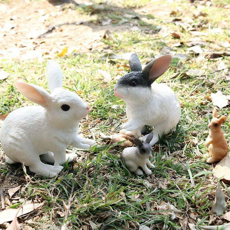 Mascote simulação coelho lebre animal modelo de decoração para casa em miniatura educacional crianças brinquedo presente estatueta
