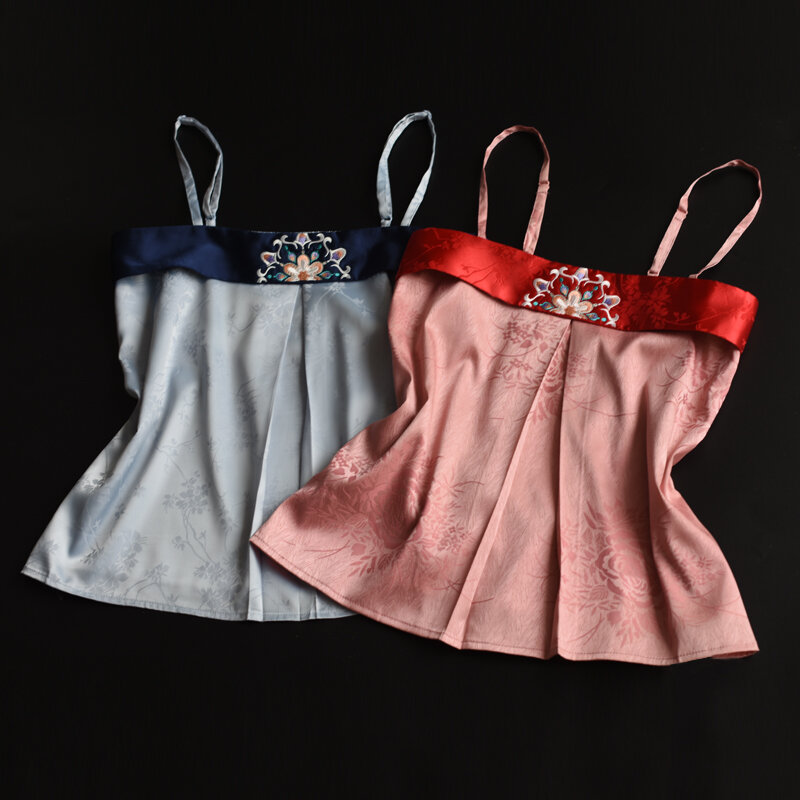 2023 flower embroidery vest suspender women's national style chinese elements women's hanfu bottoming versatile sleeveless tops