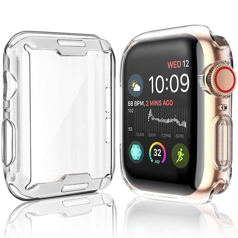 Coque de protection d'écran en TPU pour Apple Watch Series, coque transparente, entièrement souple, 360, 44mm, 40mm, 42mm, 38mm, IWatch 6, SE, 5, 4/3