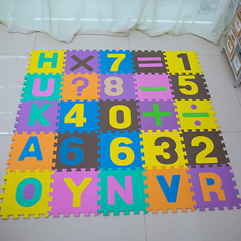 Alfombra de juego con patrón de números del alfabeto inglés de espuma para bebés, juguete de rompecabezas para niños, estera de piso de empalme de letras de Yoga para gatear, 30x30cm
