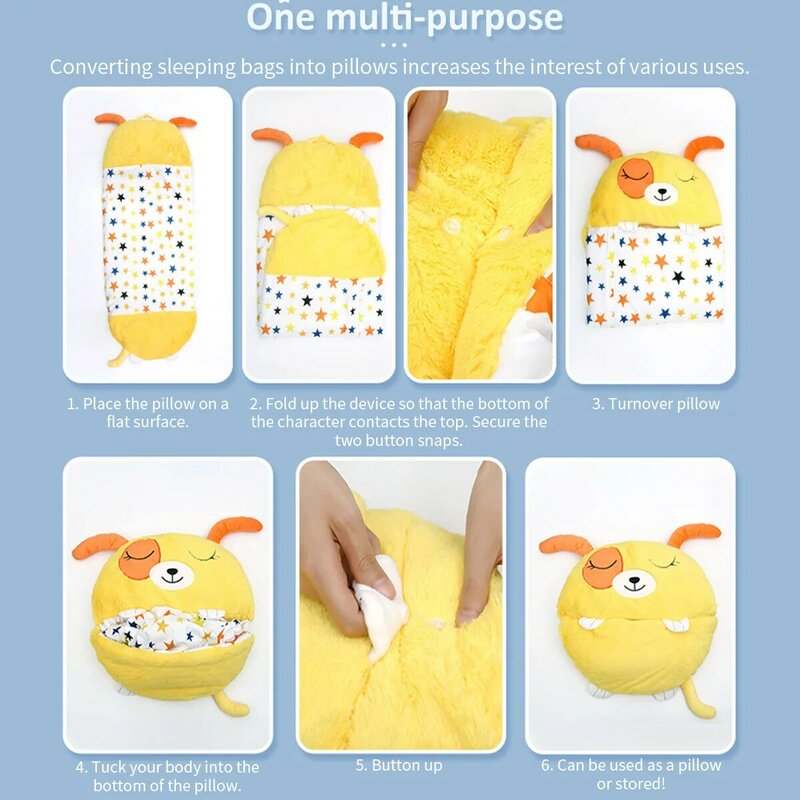 Happy Nappers-Saco de dormir infantil, travesseiro de boneca de pelúcia, saco de dormir animal, meninos, meninas, bebê, aniversário