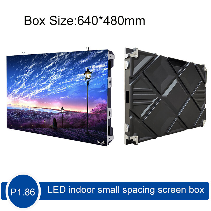 Pantalla grande LED a todo color para publicidad, tablero de pantalla HD con espaciado pequeño para interiores, 640x480mm, P1.86, 6 unids/lote