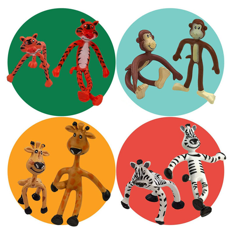 1 buah mainan pelepas stres dekompresi boneka deformasi memutar monyet Zebra rusa Sika dapat ditekuk untuk anak-anak