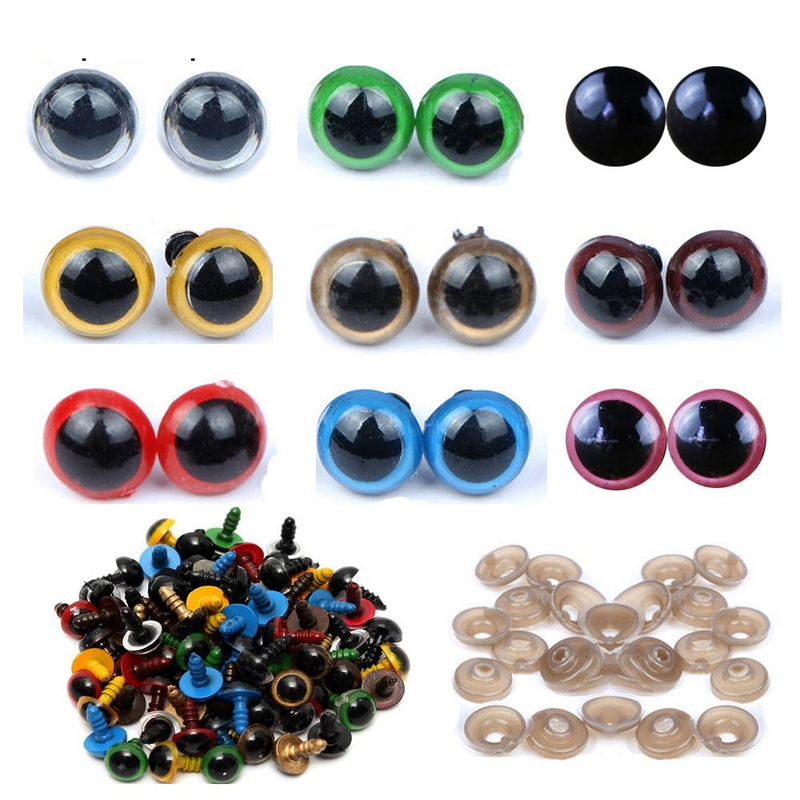 인형 인형 안전 눈 장난감, 눈 혼합 색상 공예 동물 테디 베어 인형 장난감, 와셔 액세서리 포함, 8mm, 10mm, 12mm, 14mm, 20 개