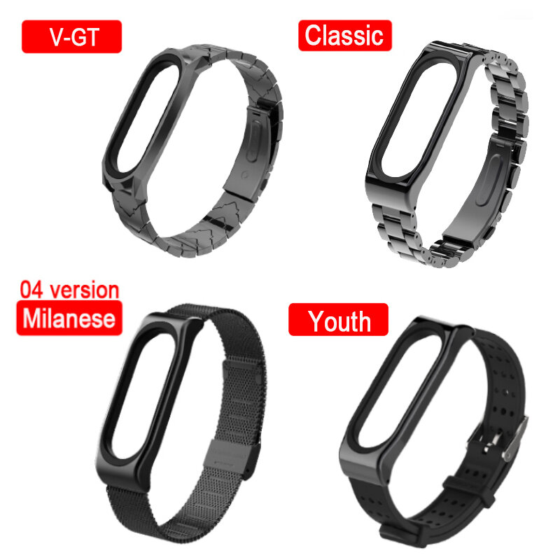 Mijobs Metal Strap For Mi Band 4 Strap Screwless Stainless Steel Bracelet For Xiaomi Mi Band 4 Metal Replacement Strap