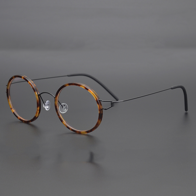 إطار نظارات تيتانيوم من Denmark للرجال والنساء ، نظارات بدون مفك ، نظارات مستديرة عتيقة خفيفة الوزن ، مصمم يدوي الصنع ، على الطراز الكوري ،