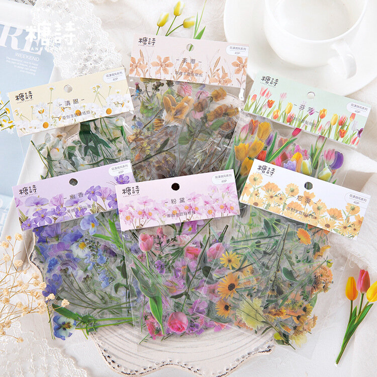 Adesivos marmita para decoração, material de papelaria para animais de estimação flores margarida para diário
