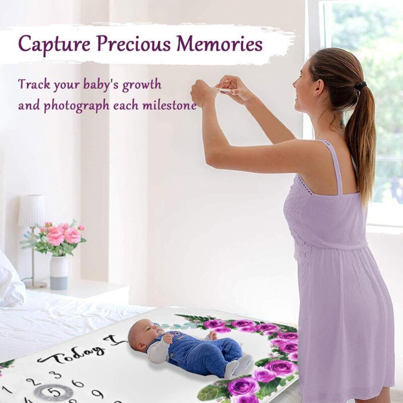 Weichen Flanell Baby Monatliche Milestone Decke Neugeborenen Wachstum Rekord Hintergrund Decke Baby Bett Decke Kindergarten Swaddling Decke