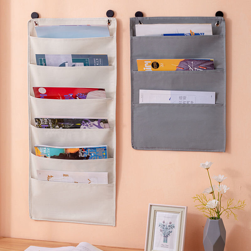 Revista rack de tecido jornal armazenamento rack classificação organizar o saco para a parede pendurado livro ferramenta armazenamento escritório e12200