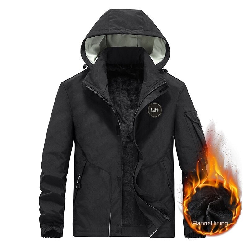 Новинка Осень-зима 2021 плюшевая куртка Мужская Утепленная ветрозащитная куртка для мужчин среднего возраста и молодежи прямая фабричная с капюшоном