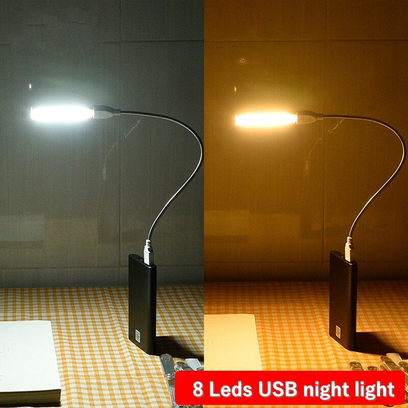 Mini lampe de Table Portable à 3, 8 ou 24LED, USB, idéale pour la lecture, le bureau, les livres, la nuit, le Camping, la banque d'énergie et les ordinateurs portables
