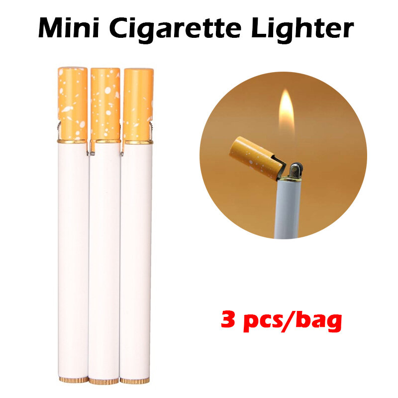(Bez gazu) 3 sztuk na zewnątrz Mini Compact Jet butan lżejsze metalowe wiatroszczelne Flint papieros w kształcie nadmuchiwane zapalniczki