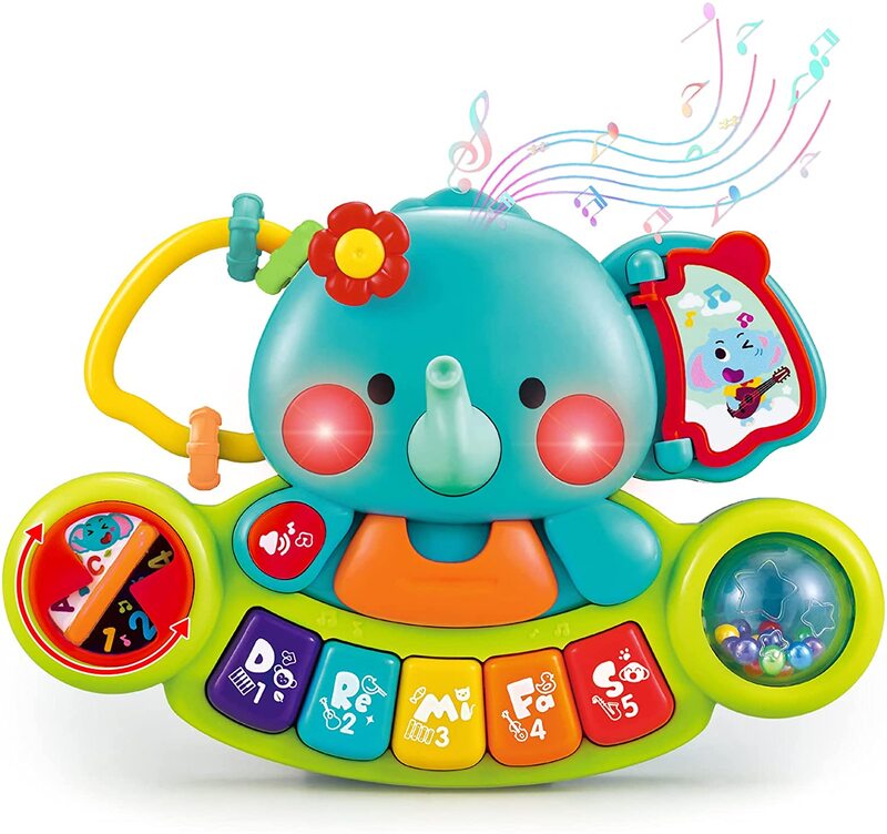 HISTOYE Baby Piano Toys Light Up Baby Toys Musical Learning Toys for Infant Baby Toddler Elephant Piano Keyboard Toys Gifts