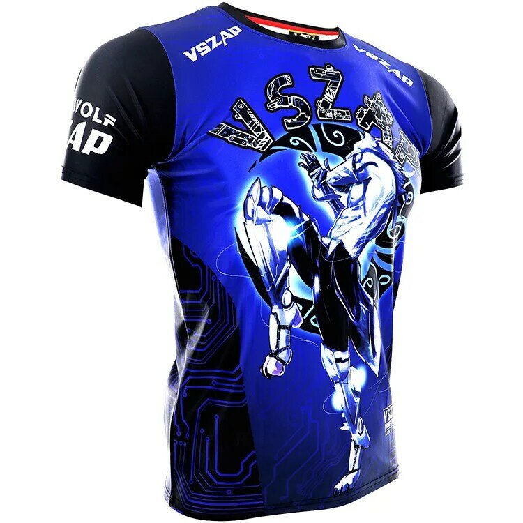 VSZAP fighting speed dry spring fitness short sleeve T-shirt man MMA fight free fight muay Thai Wolf muscle dog training