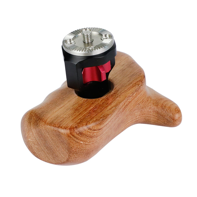 HDRIG Wood Wooden Handle Grip with ARRI Rosette Camera Cage Side Handle With Cold Shoe Mount for RED DSLR Camera Cage Shoulder K