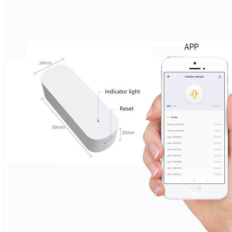 Tuya Zigbee Sensor Getaran Cerdas Kecil Sensor Getaran Gerak Deteksi Alarm Monitor Koneksi Rumah Pintar Penggunaan Gerbang Tuya