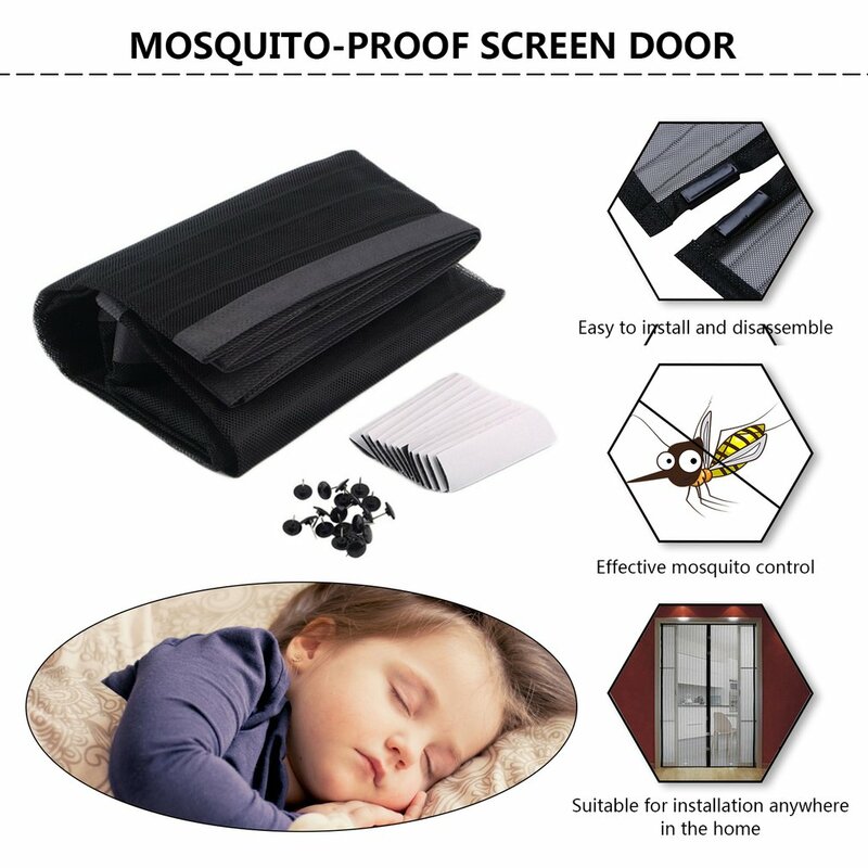 Mosquito Net Curtain with Magnets, Door Mesh, Insect Sandfly Netting, Screen Magnets, Hot, 7 Tamanhos