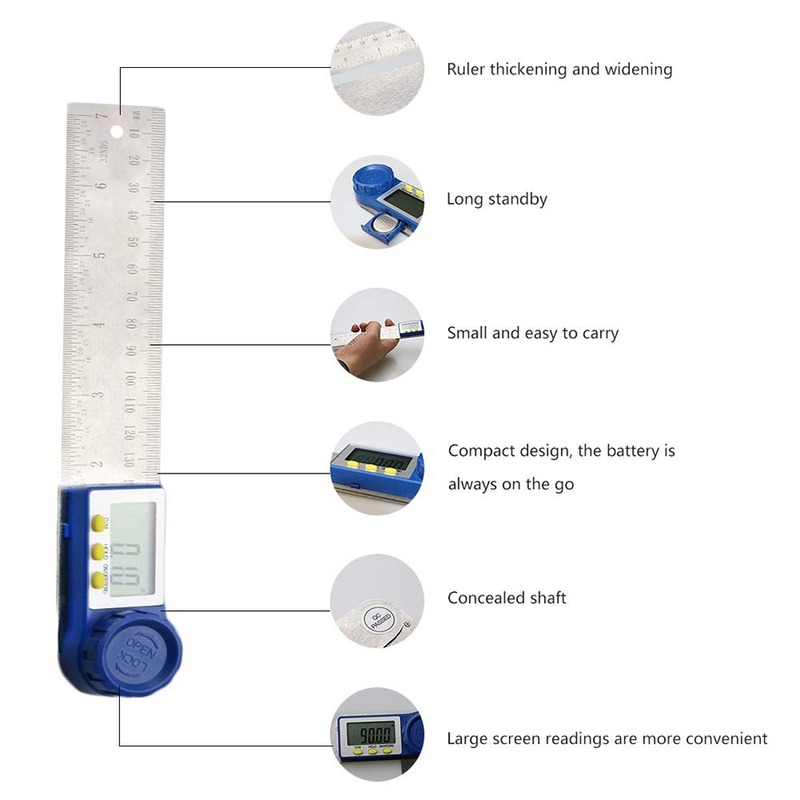 Protractor Digital 200Mm 7 Inci Digital Angle Finder Protractor Ruler Meter Inclinometer Goniometer Level Electronic Angle Gauge