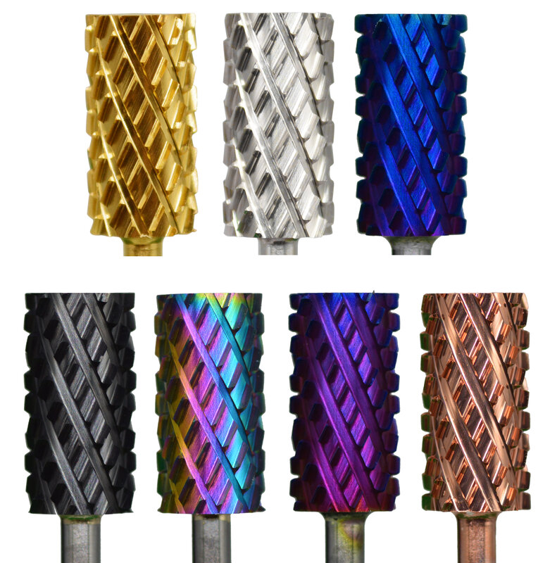 NAILTOOLS 6.6 Large Barrel 4XC Gold Silver Dark Purple Blue Rainbow Rose gold 7 different color nail drill bits milling