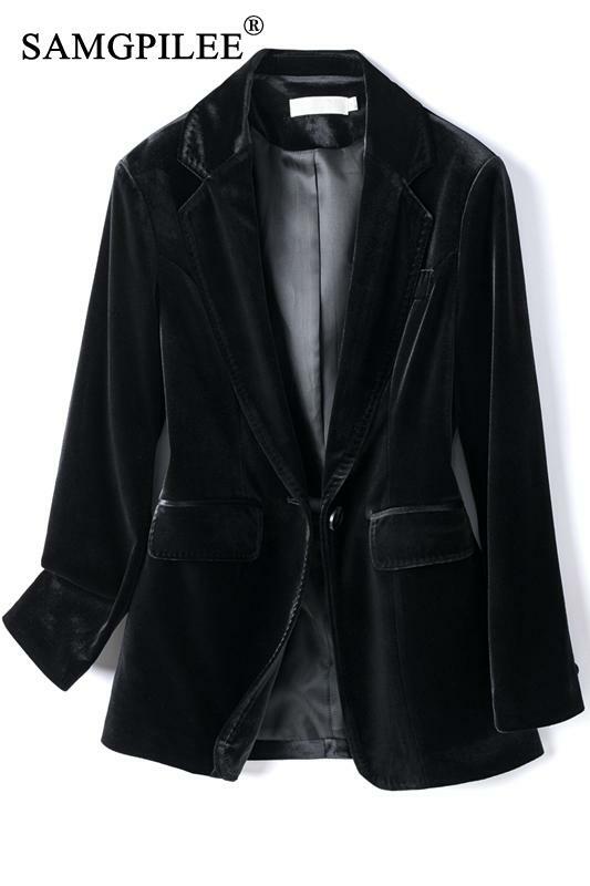 Jaqueta de veludo dourado feminino, blazer com gola virada para baixo, bolso de veludo, novo, primavera e outono, 2022, 4XL