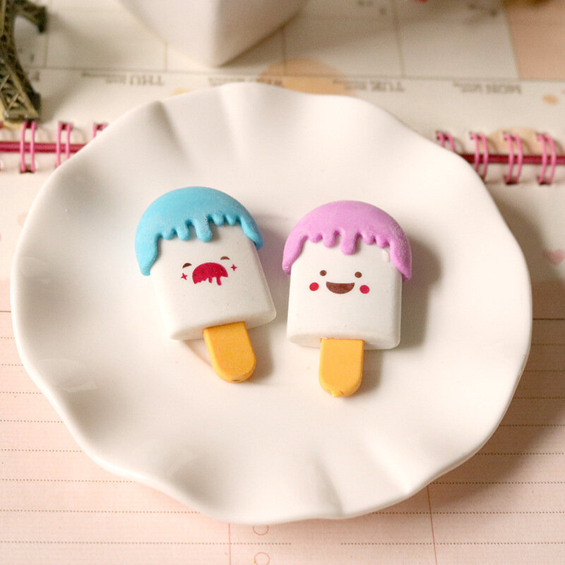 1pc Ice Cream Eraser Creative Cartoon Meng Wu Eraser Student Stationery Supplies Wholesale