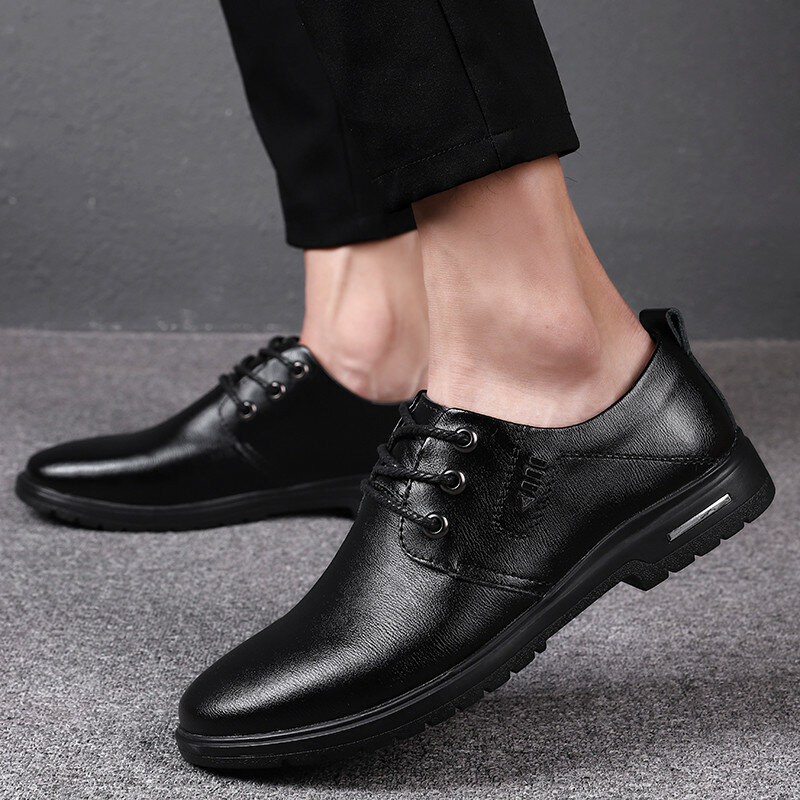 Pointed Toe British Style Oxfords Men Dress Shoes lace up breathable Genuine Leather Imported Shoes outdoor Summer Men Shoes