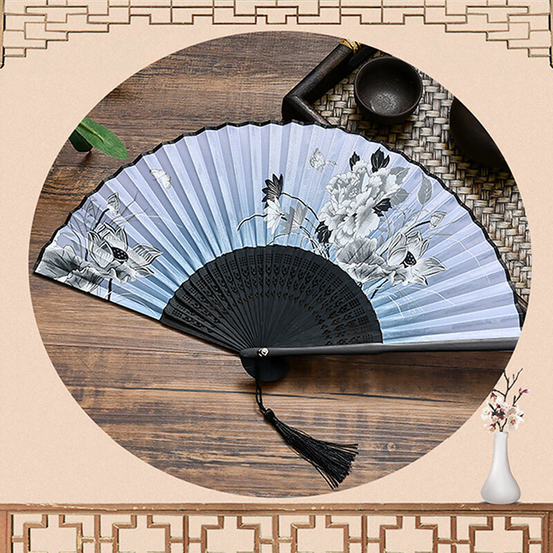 Abanico plegable chino de seda de estilo Vintage, patrón japonés, arte artesanal, regalo, adornos de decoración del hogar, fiesta, baile, abanico de mano, regalo