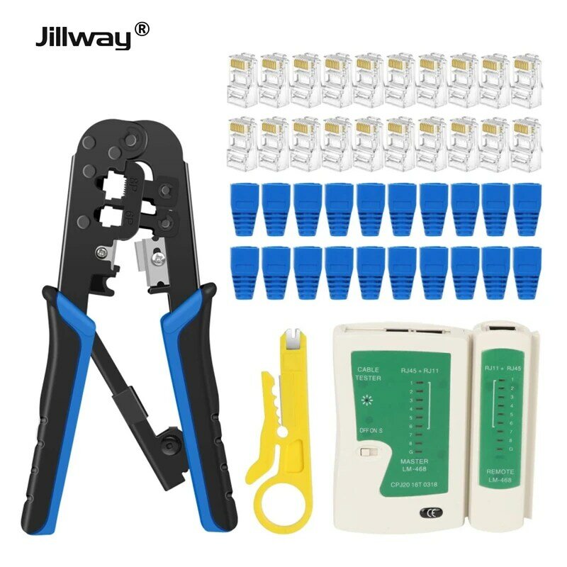 Jillway-ケーブルストリッパー,圧着工具,rj45,cat5,cat6,RJ-116P RJ-12 8p,コネクタカバーと圧着ストリップ