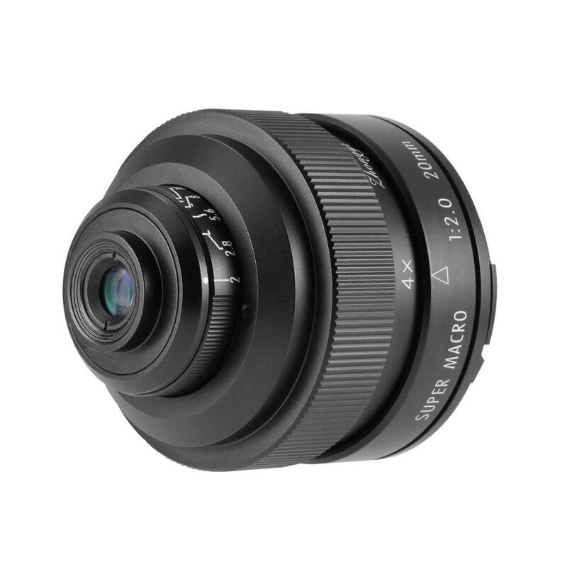 Zhongyi – objectif Super Macro 20mm F2 4.5X, cadre complet pour appareil photo Canon EF/EF-M Nikon F Sony E Pentax K Olympus M4/3 Fujifilm X Sony A
