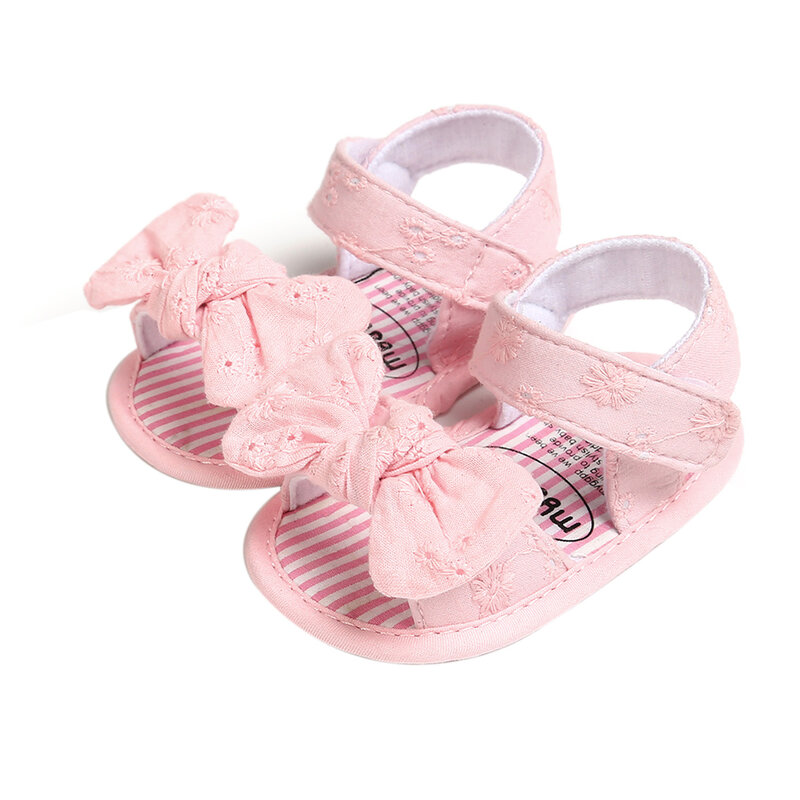 Tregren 0-18M Cute Toddler Baby Girls Sandal Shoes Summer Open Toe Non-Slip Soft Sole Flat Princess Sandals with Bowknot