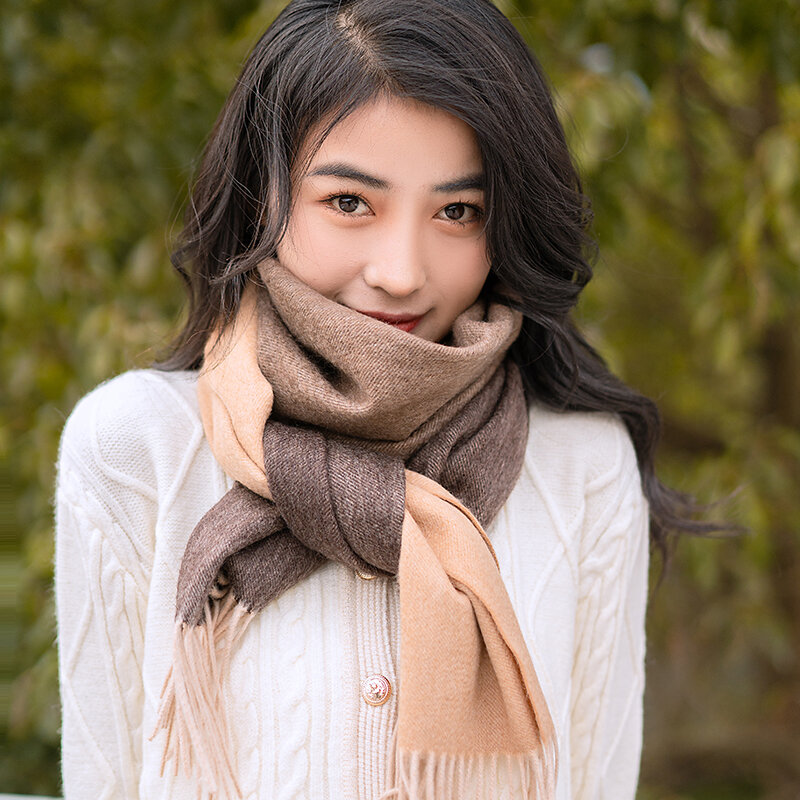 Зимний женский кашемировый шарф 100% градиентные шали из пашмины женские чистые кашемировые шарфы на шею роскошный теплый палантин женский шарф
