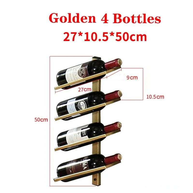 Gootone-ウォールマウント2/4ワインボトルホルダー,モダンでエレガントなデザイン,シャンパンカラー,収納用,家庭用バー用