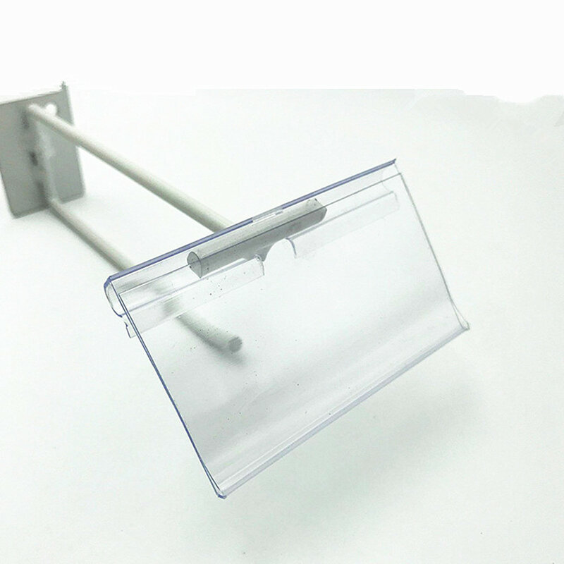 H4.5cm Plastic Price Tag Sign Label Display Shelf Hook Holder Transparent PVC Supermarket Wire Rack 100pcs