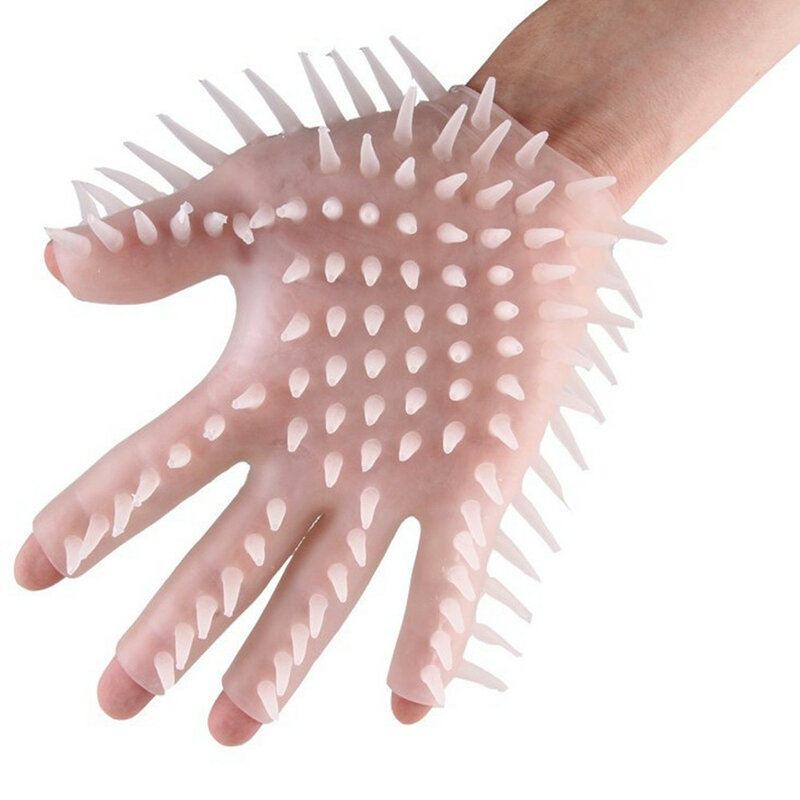 Мастурбирующая перчатка для вечерние, искусственная кожа, шип, силиконовый цвет, мягкий, для взрослых, подходит для большинства рук