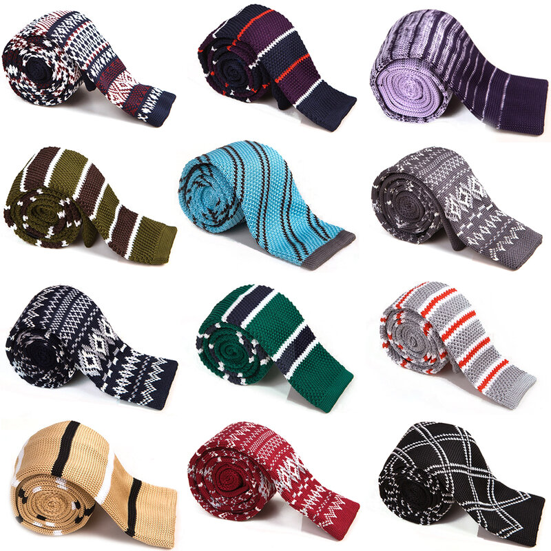 GUSLESON-Corbata de punto a rayas para hombre, corbatas ajustadas de marca, de diseñador, de punto, a la moda, nuevas