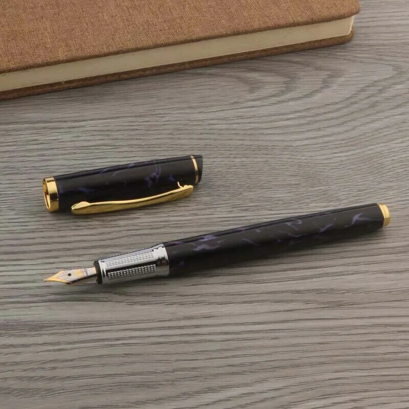 Hoge Kwaliteit Merk Metalen Vulpen Paars Gouden Fude Buigen Kalligrafie Business Inkt Pennen