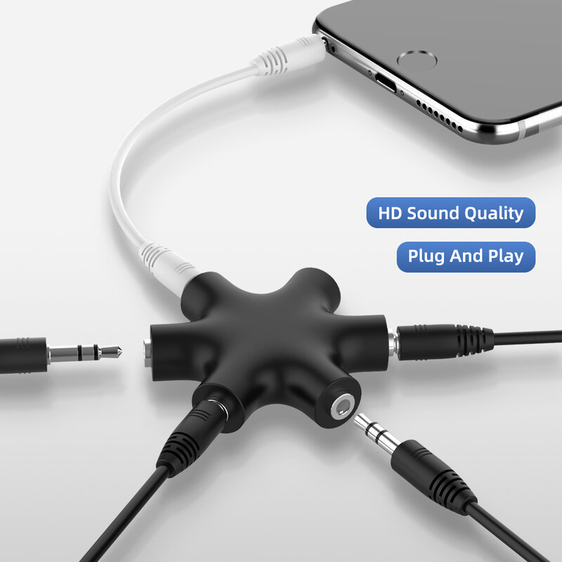 Kabel Aux Audio 3.5Mm Splitter 1 Male To 5 Female Headphone Port 3.5 Jack Share Adapter untuk Tablet MP3 MP4 Ponsel Pintar