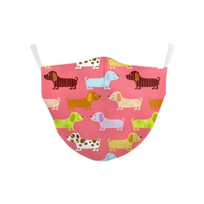Reusable Fabric Kids Mask Mouth Washable Cute Cows Print Pink Cartoon Protective PM2.5 Face Mask Fabric Dust Masks Children Mask
