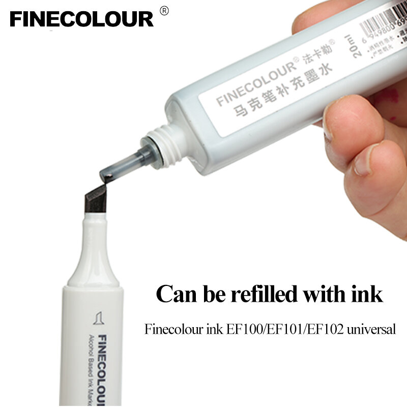 Finecolour EF100 profesjonalny atystyczny Design dwugłowicowe markery 24/36/48/60/72 kolory standardowe markery do rysowania pióro alkoholowe tłuste