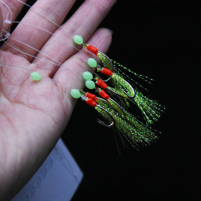 Sabiki samodur-anzuelo de pesca de caballa, conjunto completo de anzuelos de aparejo Vertical, 6 ganchos en una bolsa, 5 bolsas