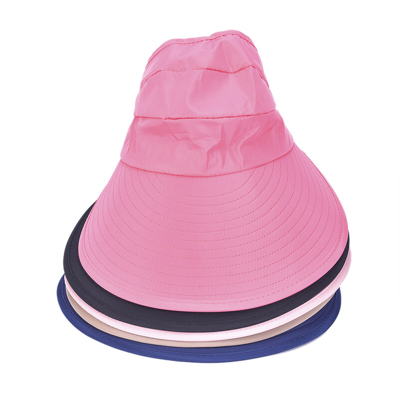 Musim Panas Sun Protection Lipat Matahari Topi untuk Topi Cap Wanita Pantai Visor Topi Liburan Gadis UV Perlindungan Matahari topi