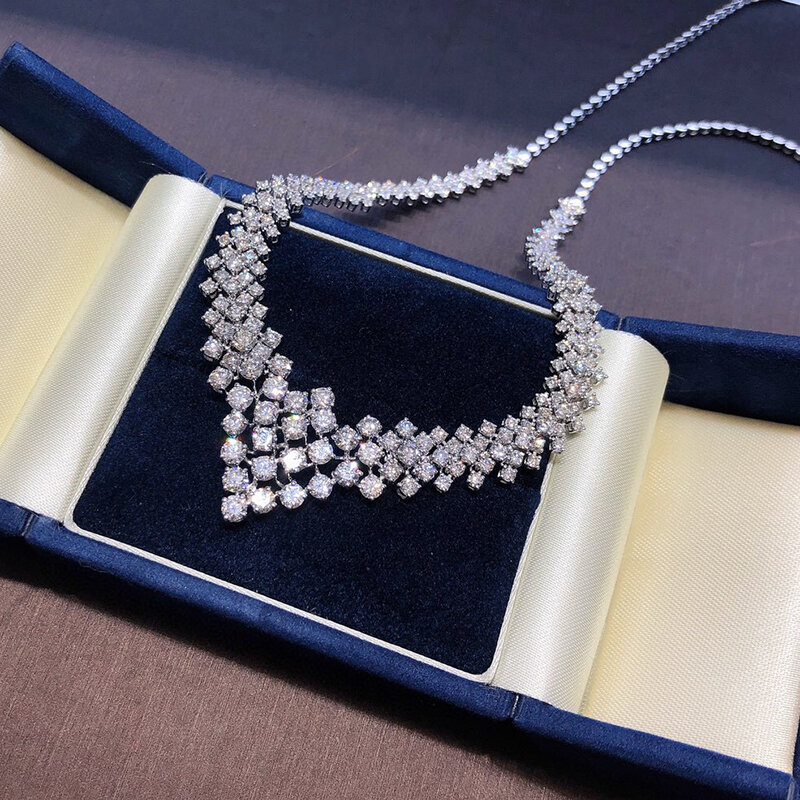 Aazuo-collar de oro blanco de 18 quilates para mujer, cadena de eslabones de boda, Diamante Real, 10,0 CT, lujo, regalo original, Au750