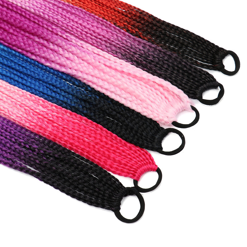 Hairpiece Ponytail Hair Extension Colored False Pigtail with Elastic Band Kanekalon for Overhead Tail Synthetic