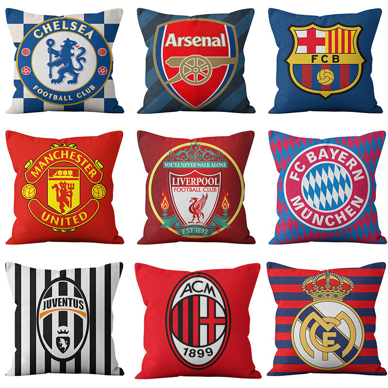 Pillowcase 45*45 Football Cushion Cover Sofa Pillow Case Bayern Madrid Football Cover Car Christmas Home Decor New Year Gifts