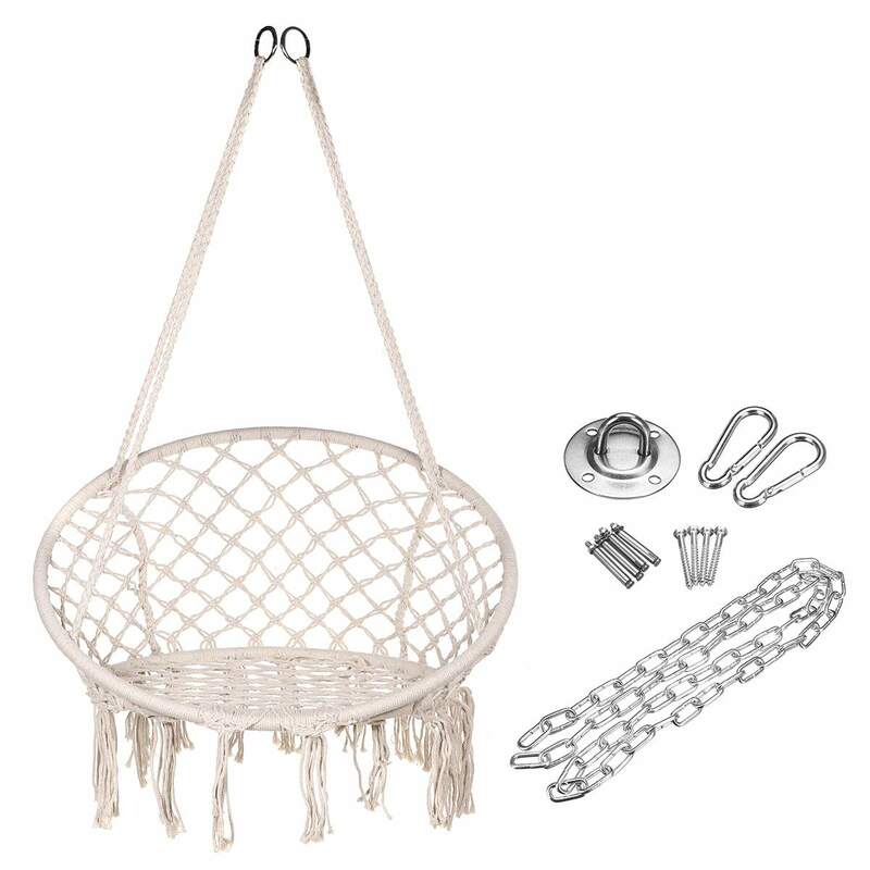 120x80CM Nordic Hammock Chair Swing Rope Outdoor Indoor Garden Round Seat For Child Adult Swinging Hanging Safety Chair Hammock