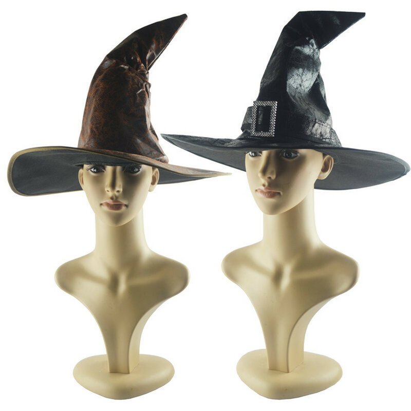 Halloween Hat Caps Women's Black Large Ruched Witch Hat Accessory for Holiday Party Role Playing Cosplay Horn cap 2019 New