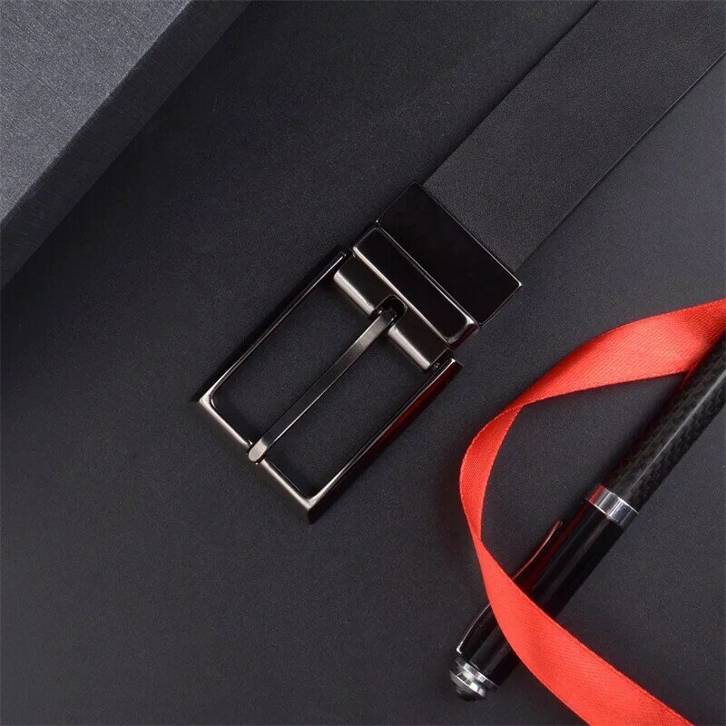 Double Sided Leather Luxury Strap Men Belts For Male New Fashion Classice Vintage Pin Buckle Cow Genuine Leather Belt Men