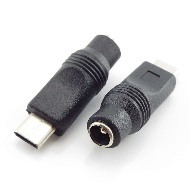 Convertidor de adaptador de corriente CC tipo C, conector USB macho a hembra de 5,5x2,1mm para ordenador portátil, PC y teléfono móvil