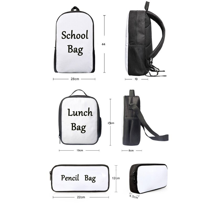 幼稚園の女の子のための3ピースのバックパック,子供のためのブランドのデザインのバックパック