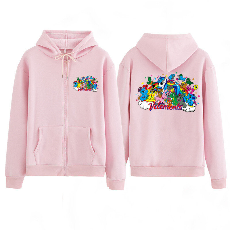 2020 roupas femininas crianças casal camisa dos desenhos animados unicórnio rosa primavera outono zíper moletom com capuz jaquetas